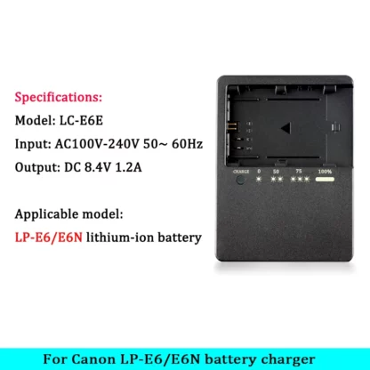 LC-E6E LC-E6 Charger Canon 5DS, 5DS R, 6D, 6D II, 7D, 7D Mark II, C700 XC15 XC